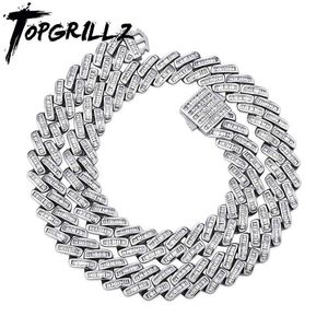 Topgrillz 12mm Baguette Prong Cubaanse Link Ketting Luxe Iced Out CZ Mens Ketting Hip Hop Rock Mode-sieraden voor Gift X0509
