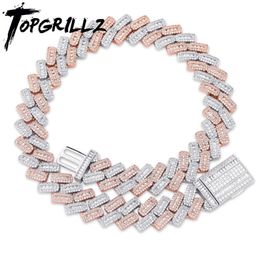 TOPGRILLZ 20mm Miami Baguette Zircon Prong Set Box Fermoir Chaînes Cubaines Collier Pour Hommes Hip Hop Iced Out Bling Rappeur Bijoux X0509