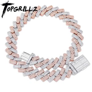 Topgrillz 20mm Miami Baguette Zirkoon Prong Set Box Clasp Cubaanse kettingen Ketting voor Mannen Hip Hop Iced Out Bling Rapper Sieraden X0509