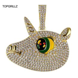 Topgrillz 6ix9ine Solid Unicorn Hangers kettingen Hip Hop Punk Gold Silver Chains For Men Women Charm Jewelry Party Gift240T