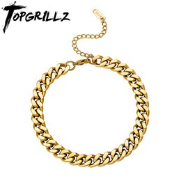 TOPGRILLZ 6mm8mm chaîne cubaine en acier inoxydable Hip Hop mode Bracelet de cheville pour femmes accessoires cadeau 240125
