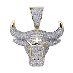 TOPGRILLZ Bull Demon King Goud Zilver Ketting Iced Out CZ Hanger Ketting Mannen Met Tennis Ketting Hip Hop Punk mode Jewelry234f