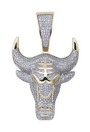 TOPGRILLZ Bull Demon King Goud Zilver Kleur Ketting Iced Out Hanger Ketting Mannen Met Tennisketting Hip HopPunk Mode-sieraden Y208639747