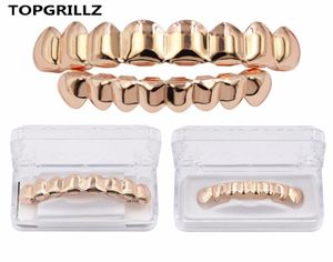 Topgrillz Grillz Set Gold Finish huit 8 Top dents 8 Bottom Tooth Plain Hip Hop Grills237J9946348