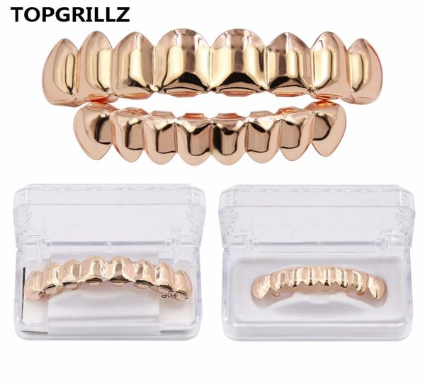 TOPGRILLZ Grillz Set Finition Or Huit 8 Dents Supérieures 8 Dents Inférieures Plaine Hip Hop Grills237j9745916