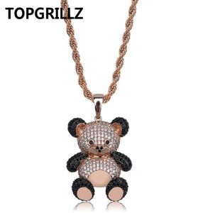 Topgrillz Hip Hop Copper Rose Gold Silver Color cubic Zircon Panda Pendant Collier Charme pour hommes Colliers de bijoux Women Colliers 4723867