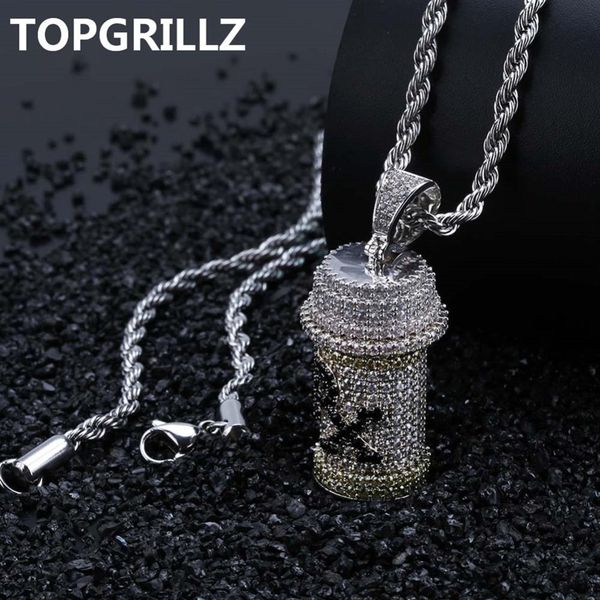 COLLAR COLGANTE de botella de medicina desmontable TOPGRILLZ Hip Hop, joyería para hombre, collares de circonita cúbica de Color dorado y plateado, regalos 225L