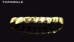 Topgrillz hiphop grillz gouden kleur vergulde druppel stijl tanden grill gevormde bodemtand grills body sieraden6892780