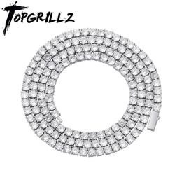 TOPGRILLZ M-6MM Lente gesp Iced Out Volledige Kubieke Zirkoon 1 Rij Tennis Collier Goud Zilver Kleur Hip Hop Sieraden 220217