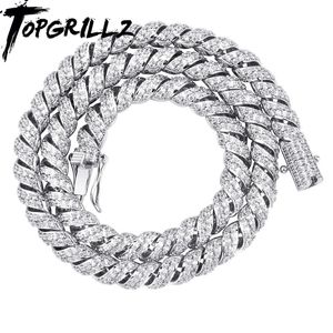 TOPGRILLZ nouveauté 10mm fil téléphonique or argent couleur plaqué glacé cubique Zircon liens cubains collier pour hommes X0509