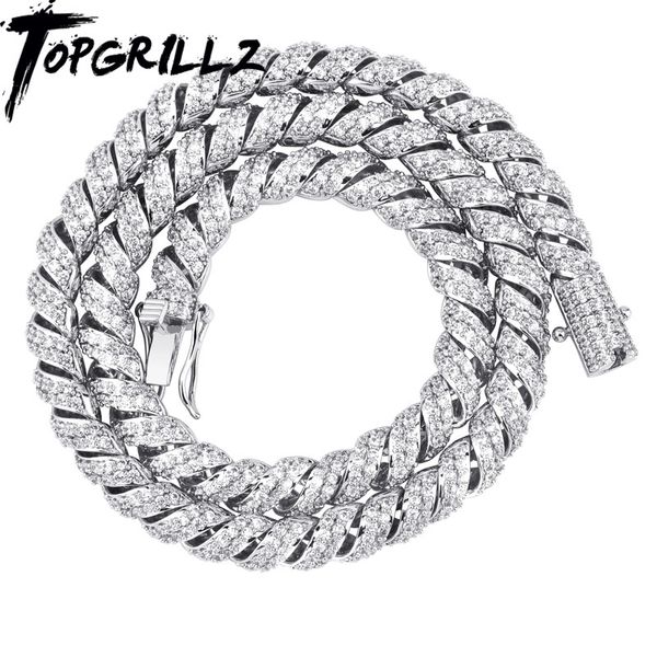 TOPGRILLZ, recién llegado, cable de teléfono de 10mm, collar de hombre de eslabones cubanos de circonita cúbica chapada en Color dorado y plateado con diamantes X0509