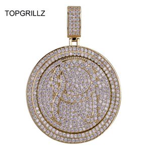 TOPGRILLZ QC SPINNER LETTER PENDANT Collier Iced Out Hip Hopunk Gold Silver Color Chains pour hommes