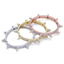 TOPGRILLZ pointes Rivet Stud hommes bracelets de charme bracelet glacé or argent couleur Hip Hop Punk gothique Bling bijoux 2202223118