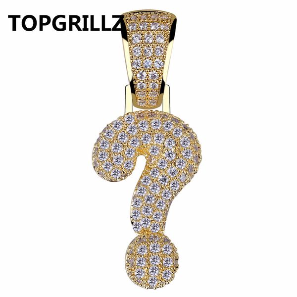 TOPHRILLZ Hip Hop or argent couleur plaqué glacé Micro pavé cubique Zircon point d'interrogation pendentif collier breloque pour hommes femmes