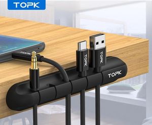 Topk Cable Organizer Silicone USB Cable Winder Desktop Tidy Management Clips Cable Porte-câble pour l'organisateur de fil casque de souris8527462