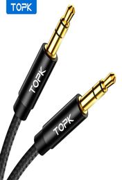 Cable de Audio TOPK Jack 3 5, Cable auxiliar de línea de altavoz de 3, 5mm para teléfono Samsung Xiaomi Oneplus, Cable macho a macho para coche 176C5787330