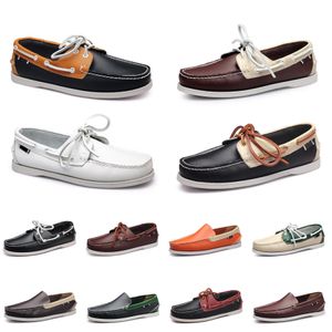 topMen Mocasines Zapatos Moda Cuero Zapatillas de deporte casuales Parte inferior de corte bajo Clásico Multicolor Triple Negro Gris Gr