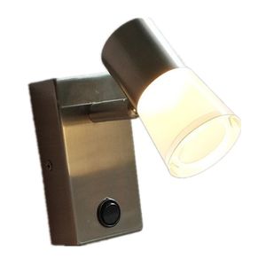 Topoch Lampe de nuit pour lit superposé avec interrupteur marche/arrêt, tête rotative, finition nickel, alimentation intégrée, LED 3 W, 200 lm, boîtier en acrylique unique