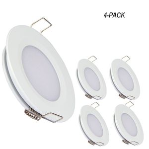 Topoch plafondlampen voor woonkamer 4-pack laag profiel Spring Clips Mount Volledig aluminium DC12V 3W RV BOOT LICHT HUIS SILVIE WIT NIMKEL