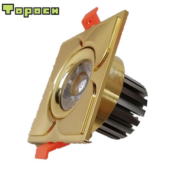 Topoch LED COB Downlight 7W Lot de 4 bronze/doré Usinage CNC Découpe en aluminium 75MM Clips à ressort Montage AC100-240V pour éclairage intérieur