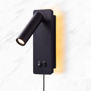Topoch Applique Murale Minimaliste Plug in Directional Reading Lamp Surface Mount Double Switched Mood Light for Bedroom Living AC100-240V General Accent Lighting
