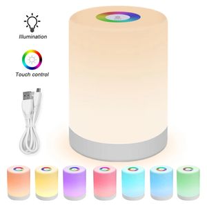 Topoch Luz LED portátil para acampar Noche Lámpara de mesita de noche inteligente Control táctil Regulable USB Recargable Cambio de color RGB Linterna Iluminación Luz nocturna para niños