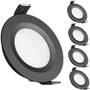 Topoch RV Boat Luces de techo empotradas Paquete de 4 Luces de panel súper delgadas DC 12V 3W Full Aluminio Downlight Regulable Puck para cocina Baño Comedor