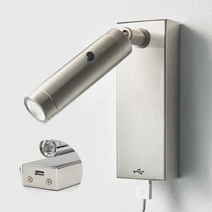 Topoch Projecteurs LED USB Appliques murales avec bouton interrupteur marche-arrêt Tête directionnelle à faisceau étroit de 3 watts Pilote intégré pour chambre RV Bateau