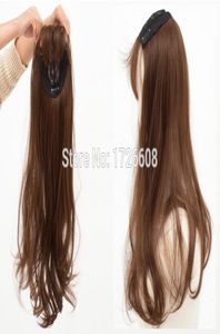 Topperkwaliteit remy synthetisch haar Clip in Toupet Women039s lang haar toupetje met nette pony Kanten haarsluiting 1794868