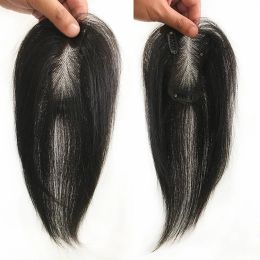 Toppers 10 inch Zwitserse Kant Onzichtbare Menselijk Haar Toppers Clip In Natuurlijke Haarstukken Fringe voor Vrouwen Milde Haaruitval Natuurlijke Kleur