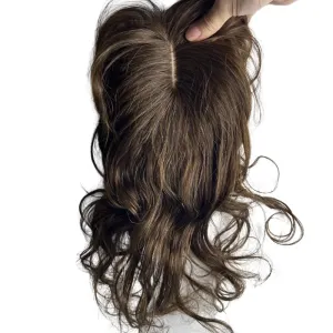 Toppers 14 inch natuurlijk krullend menselijk haar topper voor vrouwen dekken grijze haarclips in haarstukje extensie voor milde vrouwen lichtbruin remy