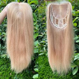 Toppers 16inch European Virgin Human Hair Women Overlay Silicone Skin Base Topper met kant Natural Baby Hair 6x6inch #6 #27 #12 Blond