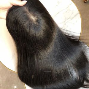 Toppers 22 pulgadas de 15x16 cm Caper de base de seda para cabello humano con 4 clips European Virgin Human Hair Topper para mujeres