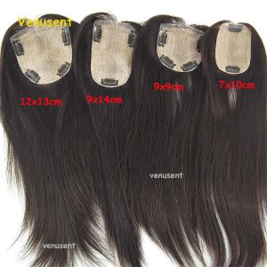 Toppers 2,540 cm 100% cabello humano virgen Topper 7x10 9x14 cm Base de PU Clips en extensiones de cabello Top de PU brasileño Base inyectada para peluquín de mujer