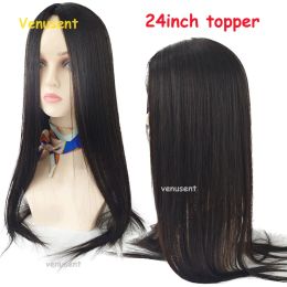 Toppers 60 cm injecté cuir chevelu base de soie Topper 6x6 pouces chinois vierge toupet de cheveux humains pour les femmes 24 pouces postiche de base de peau de silicone