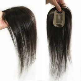 Toppers 7x10, Base Mono recta atada a mano con Clips en peluquín de pelo, postizo de 12 pulgadas, adorno de cabello humano para mujeres