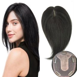 Toppers Eseewigs Fermeture Base en Soie Top Morceaux de Cheveux Topper Clip en Cheveux Top Postiches pour Femmes Toupets Cheveux Humains 4*5 pouces Fermeture de Cheveux