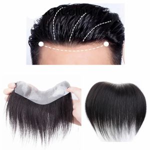 Toppers Postiche frontale pour hommes Extension de cheveux noirs naturels Perte de cheveux Bande droite dans le système de remplacement de toupet de cheveux humains