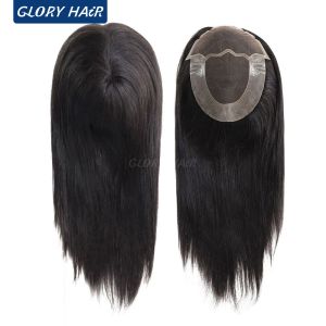 Toppers GLORYHAIR, peluquín de cabello humano Natural barato para mujeres, 6x8, 16 pulgadas, adornos de cabello indio para mujeres, pérdida de cabello