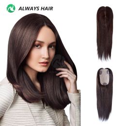 Toppers handgebonden zijden base haartopper natuurlijke rechte Chinese cuticus remy menselijk haartoute voor vrouwen 3 of 4 clip in haarstukken