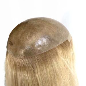 Toppers Hstonir peau toupet pour femmes cheveux humains Topper Pu perruque Base cheveux pièces pour dame européenne Remy cheveux blonds pour la perte de cheveux TP22