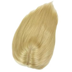 Toppers Human Hair Silk Base Haar Toppers voor vrouwen Natuurlijk maagdelijk haar Blonde kleurenclip in top haarstuk 15x16 cm