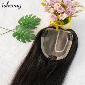 Toppers Isheeny Human Hair Pieces Femmes Topper Natural 1016 pouces côté partie 12x14cm mono dentelle cheveux humains topper vrai