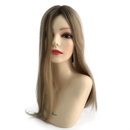 Toppers Lebeauty Blonde Color oscuro sin procesar Slik Top Virgin Virgin Human Human Kipish Kiphis Fall Topper Wigs