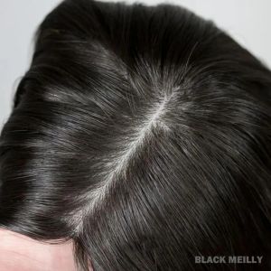 Toppers Part moyen de base en soie Topper à cheveux humains pour femmes Virgin Virgin Europe Human Hair Toupee avec clip ins