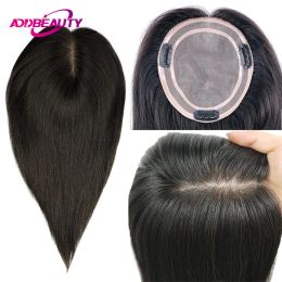 Toppers Mono Hair Toppers Cheveux Humains pour Femmes Addbeauty Droite Brute Vierge Humaine Postiche Clip en Mono PU Lady's Wig Toupet Naturel