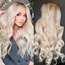 Toppers ombre blonde mono top topper pour femmes vague body hust human women toupee clip in toppers 120 density hair morceaux