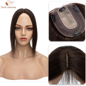 Toppers rijke keuzes Haar toppers voor vrouwen echte menselijke haarpruiken 10x12cm zijden basisclip in bovenste haarstukken voor haarverlies grijs haar