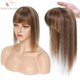 Toppers Rich Choices para mujer, adornos para el cabello de 8,5x8,5 cm, pelucas con Clip de pelo Natural, cabello 100% humano para mujer, postizo