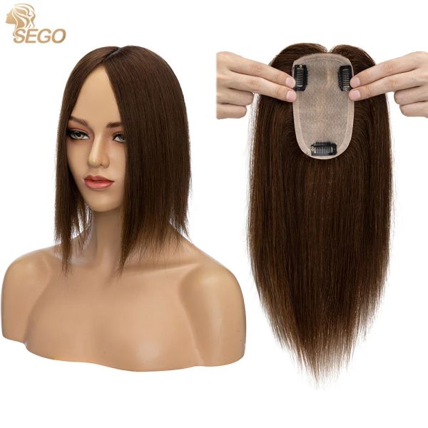 Toppers Sego 7,5x13cm de base de cheveux en soie Toppers pour femmes Pièces de cheveux humains à la perte de cheveux pour la perte de cheveux